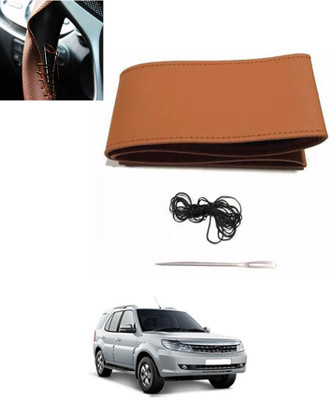 monolive Hand Stiched Steering Cover For Tata Safari Storme(Tan, Leatherite)