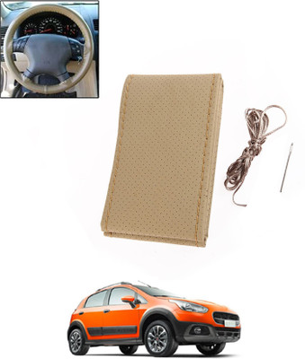 MATIES Hand Stiched Steering Cover For Fiat Avventura(Beige, Leatherite)