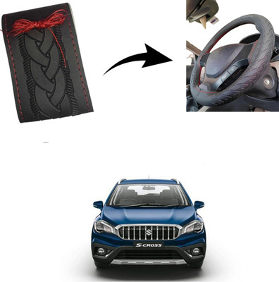 Autoinnovation Hand Stiched Steering Cover For Maruti S-Cross(Black, Leather)