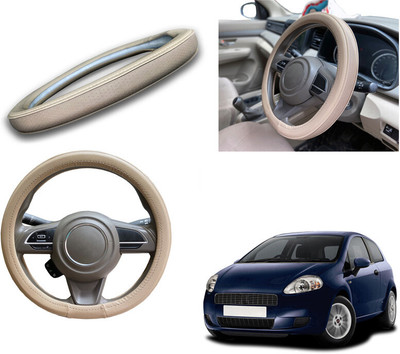 PEEPS STORE Steering Cover For Fiat Grand Punto(Black, Leatherite)