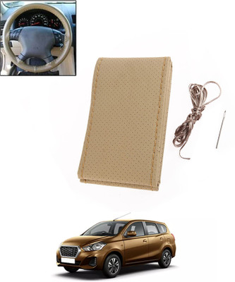 MSNP Hand Stiched Steering Cover For Datsun Universal For Car(Beige, Leatherite)