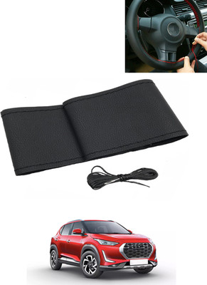AYW Hand Stiched Steering Cover For Nissan Universal For Car(Black, Leatherite)
