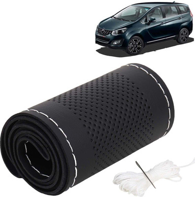 Kingsway Hand Stiched Steering Cover For Mahindra Universal For Car(Black Color with Silver Thread, Leatherite)