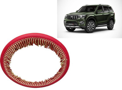 HOTRENZ Steering Cover For Mahindra Bolero(Red Jhhalar, Leatherite)