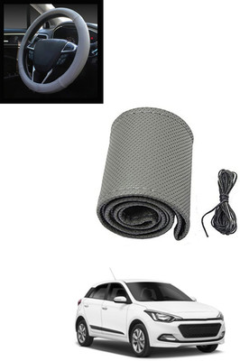 MATIES Hand Stiched Steering Cover For Hyundai Elite i20(Grey, Leatherite)