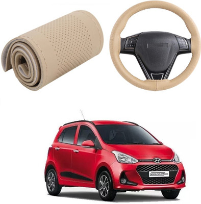 Arnejas Hand Stiched Steering Cover For Hyundai Grand i10(Beige, Leather)