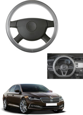 MATIES Steering Cover For Skoda Superb(Grey, Leather)
