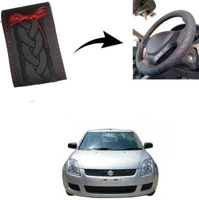 Autoinnovation Hand Stiched Steering Cover For Maruti Swift(Black, Leather)