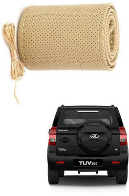 RKPSP Hand Stiched Steering Cover For Universal For Car TUV-300(Beige, Leatherite)
