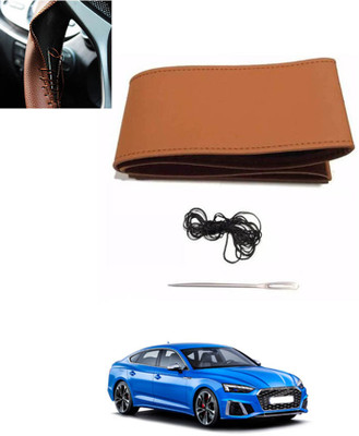 monolive Hand Stiched Steering Cover For Audi S5(Tan, Leatherite)