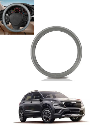 MATIES Steering Cover For Skoda Universal For Car(Silver, Leather)