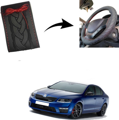 Autoinnovation Hand Stiched Steering Cover For Skoda Octavia(Black, Leather)