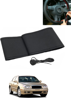 AYW Hand Stiched Steering Cover For Hyundai Sonata(Black, Leatherite)