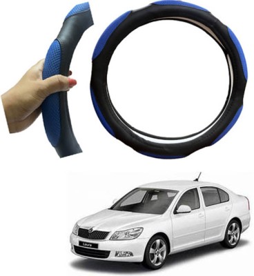 RONISH Hand Stiched Steering Cover For Skoda Laura(Black, Blue, Leatherite)