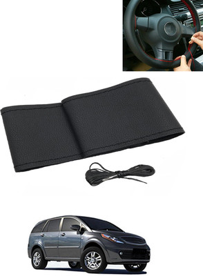 AYW Hand Stiched Steering Cover For Tata Aria(Black, Leatherite)