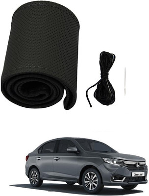arneja trading company Hand Stiched Steering Cover For Honda Amaze(Black, Leather)