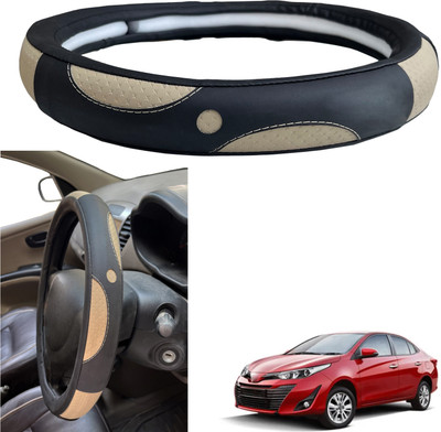 PEEPS STORE Steering Cover For Toyota NA(Black, Leather)