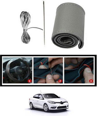 monolive Hand Stiched Steering Cover For Renault Fluence(Grey, Leatherite)