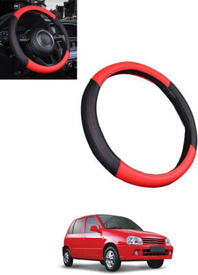 MATIES Steering Cover For Universal For Car Zen(Red/Black, Leatherite)
