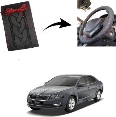 Autoinnovation Hand Stiched Steering Cover For Skoda Octavia(Black, Leather)