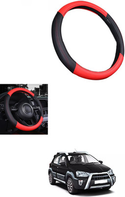 MATIES Steering Cover For Toyota Etios Cross(Red/Black, Leather)