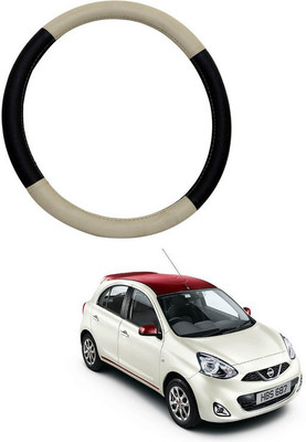 RKPSP Hand Stiched Steering Cover For Universal For Car Micra Active(Beige/Black, Leatherite)