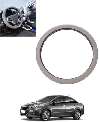 monolive Hand Stiched Steering Cover For Fiat Linea(Silver, Leatherite)