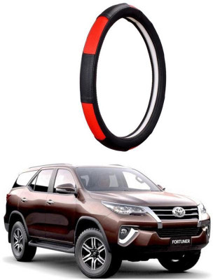 AUTO PEARL Steering Cover For Toyota Fortuner(Gold Blaze Black and Red, Leatherite)