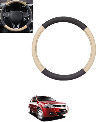 monolive Hand Stiched Steering Cover For Mahindra Verito(Beige, Black, Leatherite)