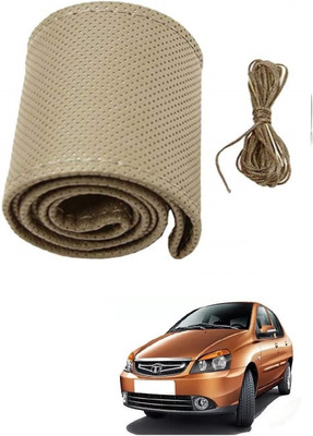 ARNEJA Hand Stiched Steering Cover For Tata Indigo(Beige, Leather)