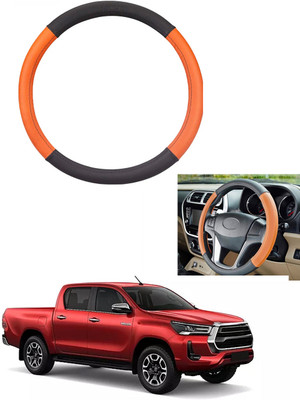 MATIES Steering Cover For Toyota Universal For Car(Tan/Black, Leather)