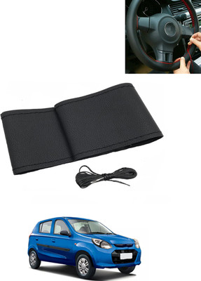 MATIES Hand Stiched Steering Cover For Universal For Car Alto 800(Black, Leatherite)