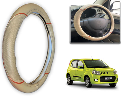 PEEPS STORE Steering Cover For Fiat NA(Black, Red, Leatherite)