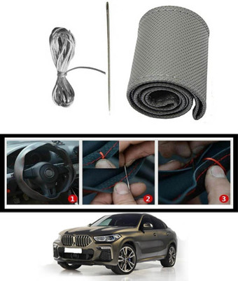 MSNP Hand Stiched Steering Cover For BMW X6(Gery, Leatherite)