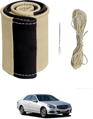 monolive Hand Stiched Steering Cover For Mercedes Benz E250(Beige/Black, Leatherite)