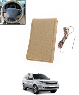 MATIES Hand Stiched Steering Cover For Tata Safari Storme(Beige, Leatherite)