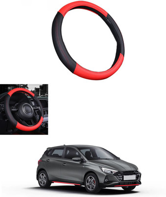 MATIES Steering Cover For Hyundai Universal For Car(Red/Black, Leather)