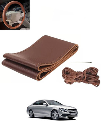RKPSP Hand Stiched Steering Cover For Mercedes Benz E200(Brown, Leatherite)