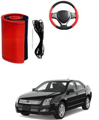 ARNEJA Hand Stiched Steering Cover For Ford Fusion(Red, Black, Leather)