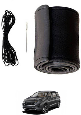 MSNP Hand Stiched Steering Cover For Toyota Universal For Car(Grey Black, Leatherite)
