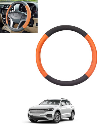MSNP Steering Cover For Volkswagen Touareg(Tan & Black, Leatherite)