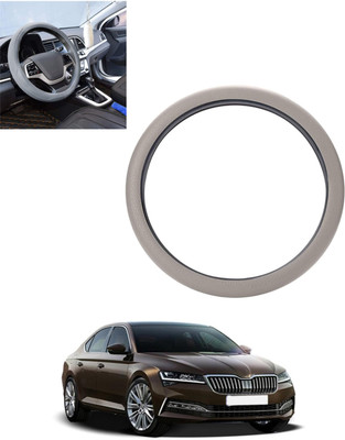 monolive Hand Stiched Steering Cover For Skoda Superb(Silver, Leatherite)