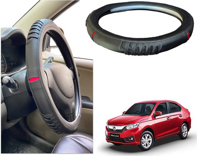 PEEPS STORE Steering Cover For Honda Amaze(Black, Red, Leatherite)