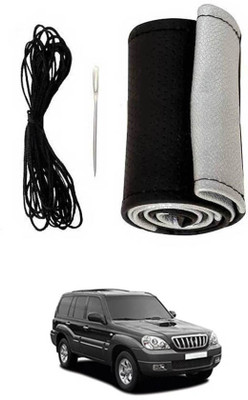 MATIES Hand Stiched Steering Cover For Hyundai Terracan(Black-Silver, Leatherite)