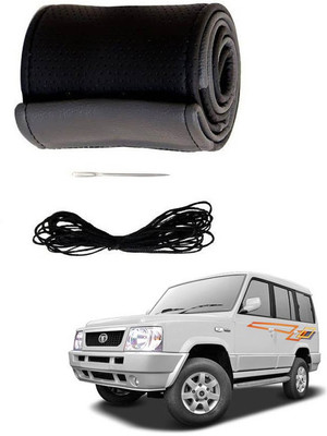 RKPSP Hand Stiched Steering Cover For Universal For Car Sumo(Black/Grey, Leatherite)