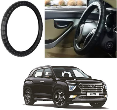 OOLTAH PAHIYA Hand Stiched Steering Cover For Hyundai Creta(Black, Leatherite)