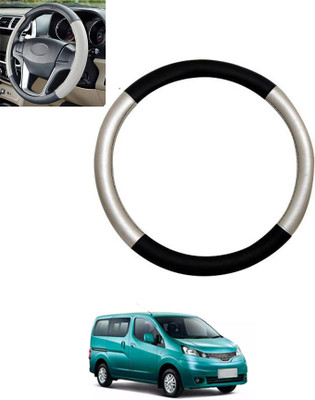 monolive Hand Stiched Steering Cover For Nissan Evalia(Silver/Black, Leatherite)