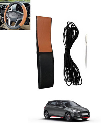 monolive Hand Stiched Steering Cover For Hyundai Universal For Car(Tan, Black, Leatherite)
