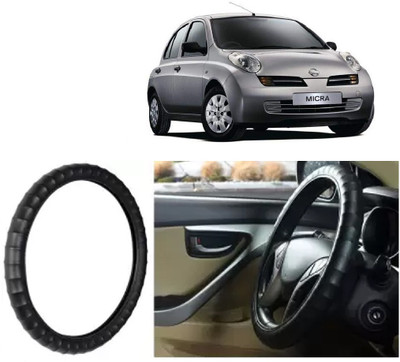 OOLTAH PAHIYA Hand Stiched Steering Cover For Nissan Micra(Black, Leatherite)