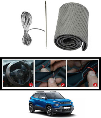 MSNP Hand Stiched Steering Cover For Tata Universal For Car(Gery, Leatherite)